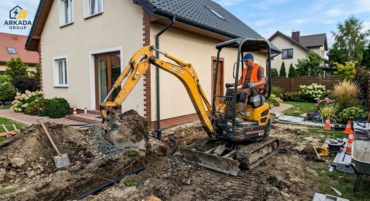 Prace ziemne minikoparką na posesji